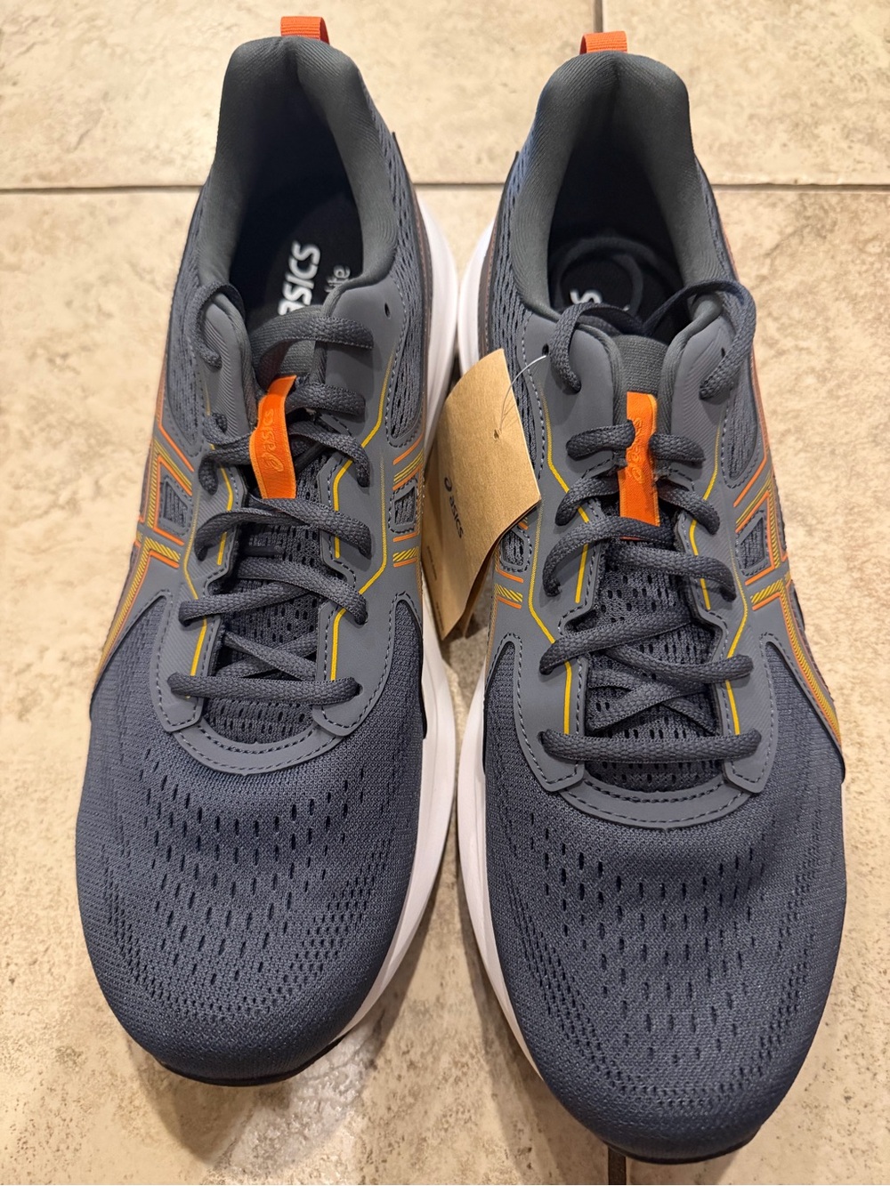 ASICS Men's Athletic Shoes in Charcoal Gray with Orange Accents
